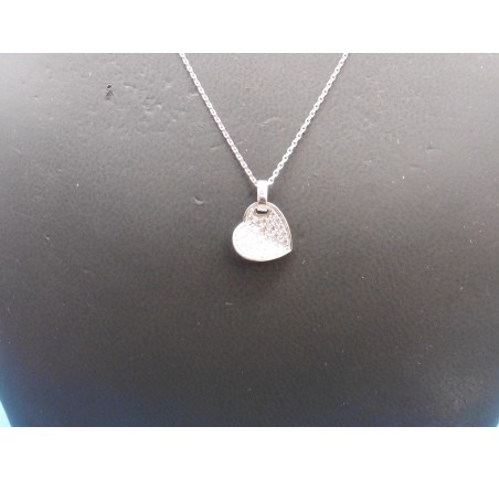 Zilveren hart hanger met zirkonia en collier