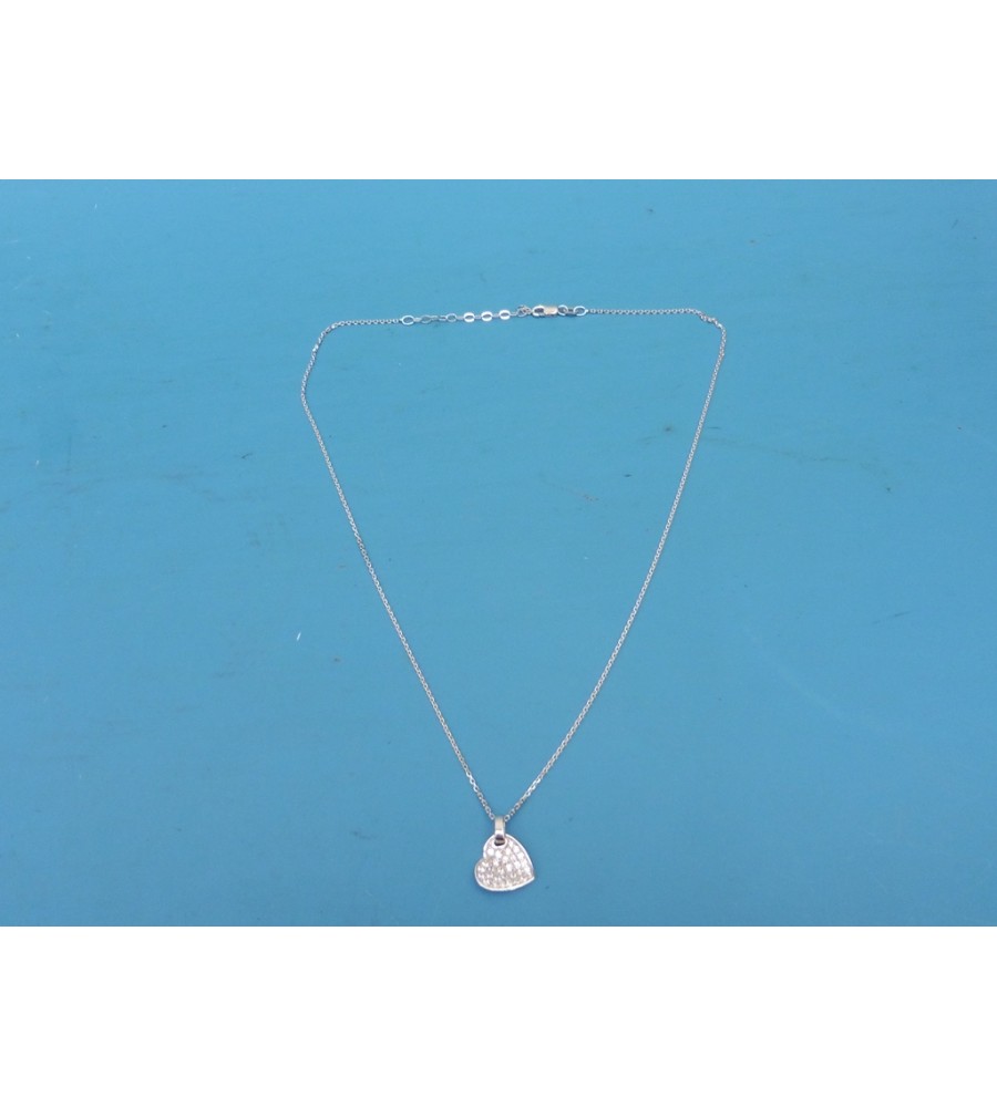 Zilveren hart hanger met zirkonia en collier