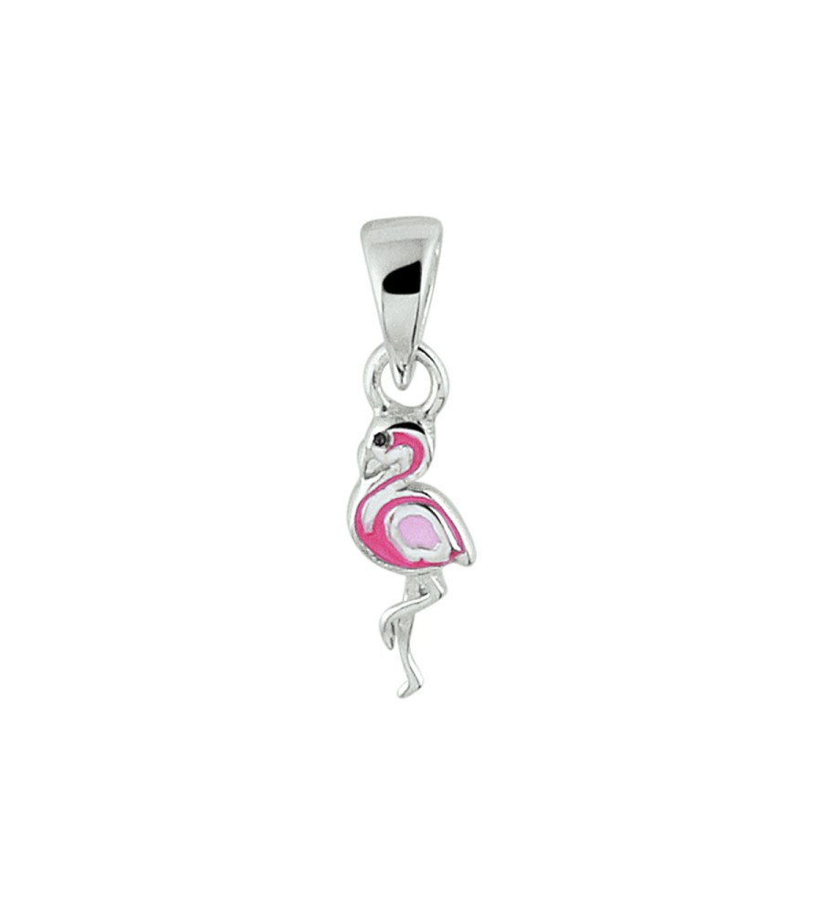 Zilveren oorknoppen flamingo