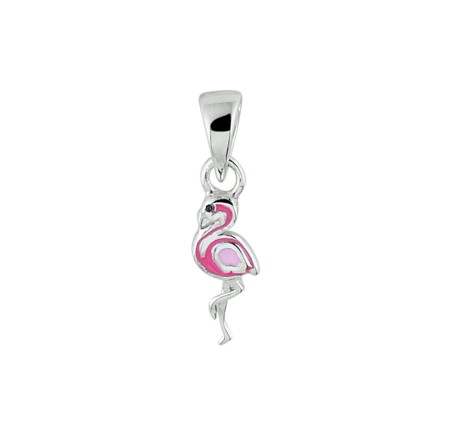 Zilveren hanger flamingo