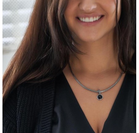 Silk zilveren hanger met zwarte onix 681BON.1 Roots Collection