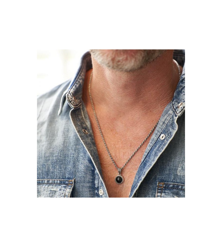 Silk zilveren hanger met zwarte onix 681BON.1 Roots Collection Silk zilveren hanger zwarte onix 681