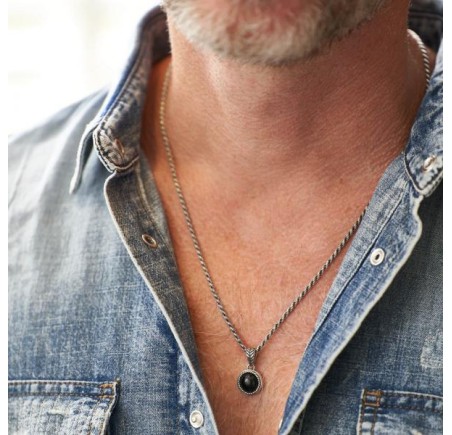 Silk zilveren hanger met zwarte onix 681BON.1 Roots Collection