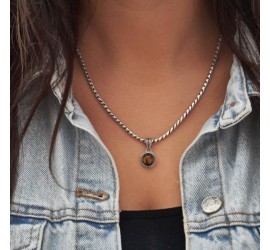 Silk zilveren hanger met tijgeroog 681TIG.1 Roots Collection Silk zilveren hanger met tijgeroog 681TIG.1 Roots Collection