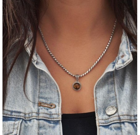 Silk zilveren hanger met tijgeroog 681TIG.1 Roots Collection