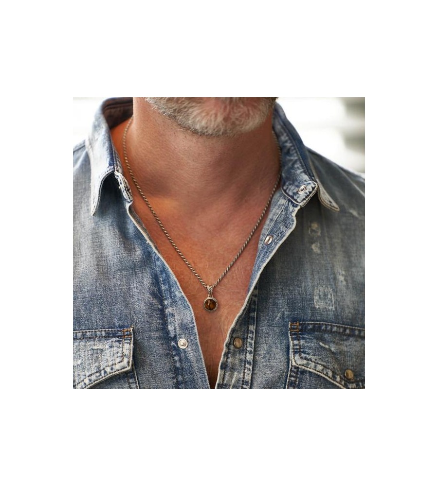 Silk zilveren hanger met tijgeroog 681TIG.1 Roots Collection Silk zilveren hanger tijgeroog 681