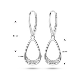 Zilveren oorhangers druppel met zirkonia