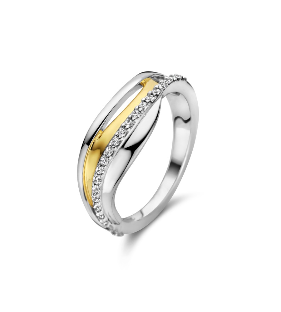 Rosa di Luca zilveren ring bicolor met zirkonia