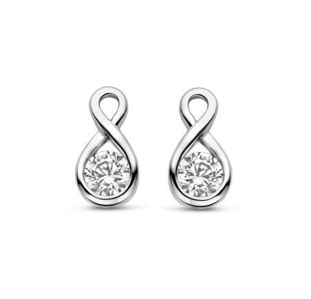 Rosa di Luca zilveren oorknop/hanger met zirkonia 625.774