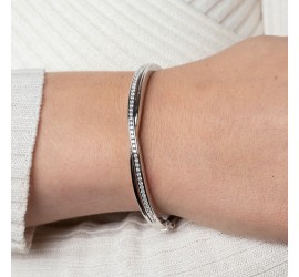 Zilveren slavenband fantasie met zirkonia