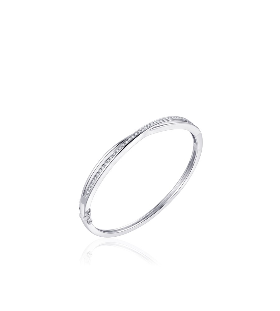 Zilveren slavenband fantasie met zirkonia
