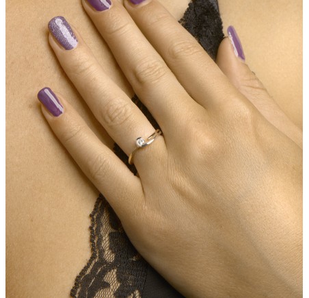 Gouden damesring bicolor met zirkonia 42.08610