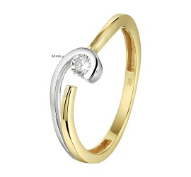 Gouden damesring bicolor met zirkonia 42.08610