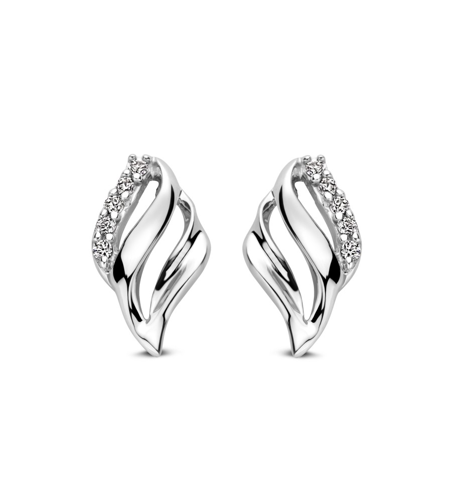 Rosa di Luca zilveren oorknop met zirkonia