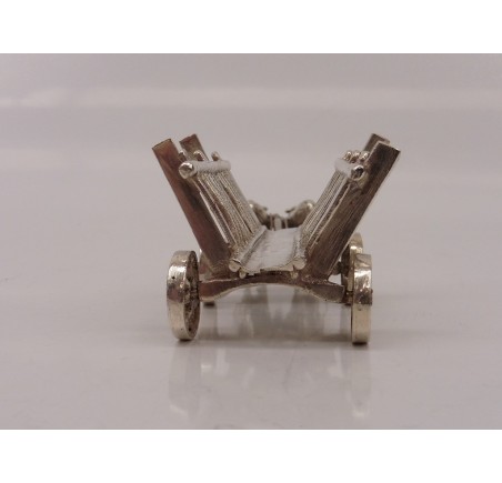 Zilveren miniatuur Hooiwagen met 2 ossen