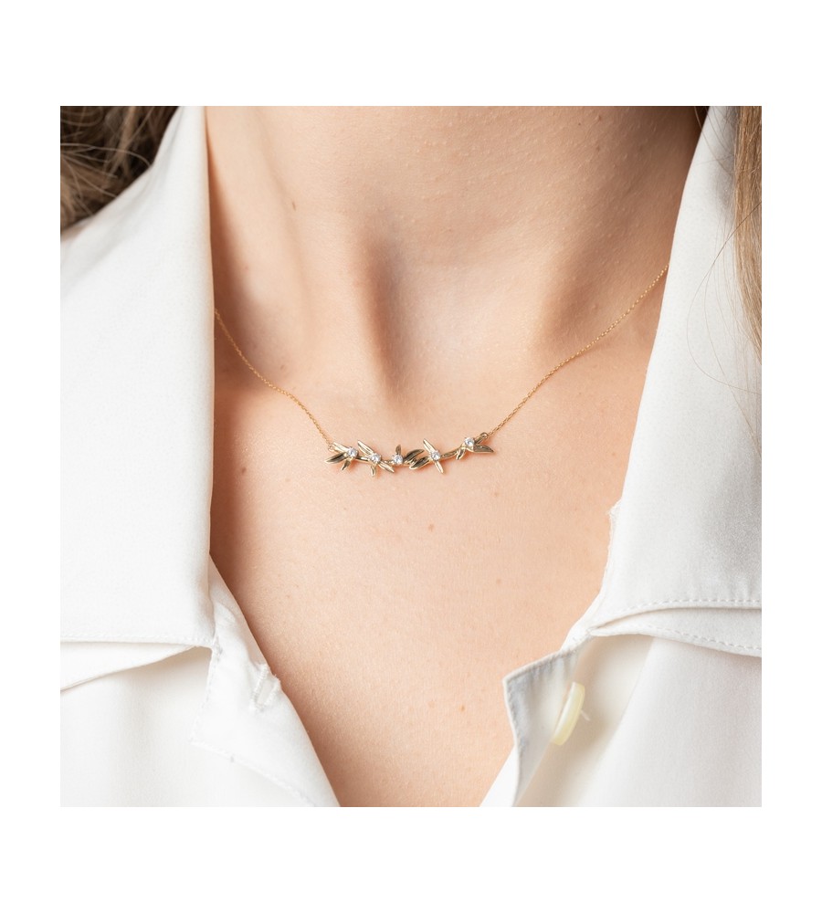 Gouden choker met zirkonia