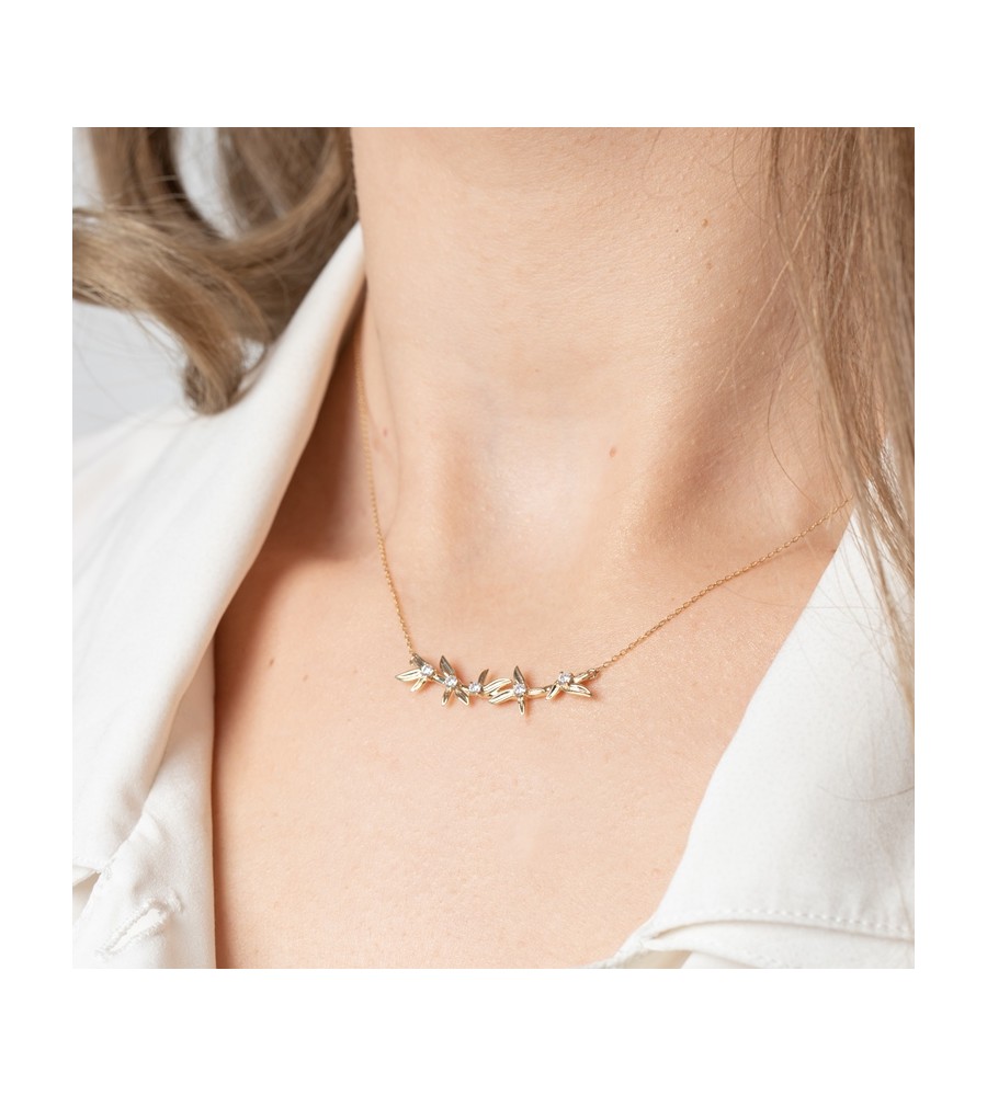 Gouden choker met zirkonia