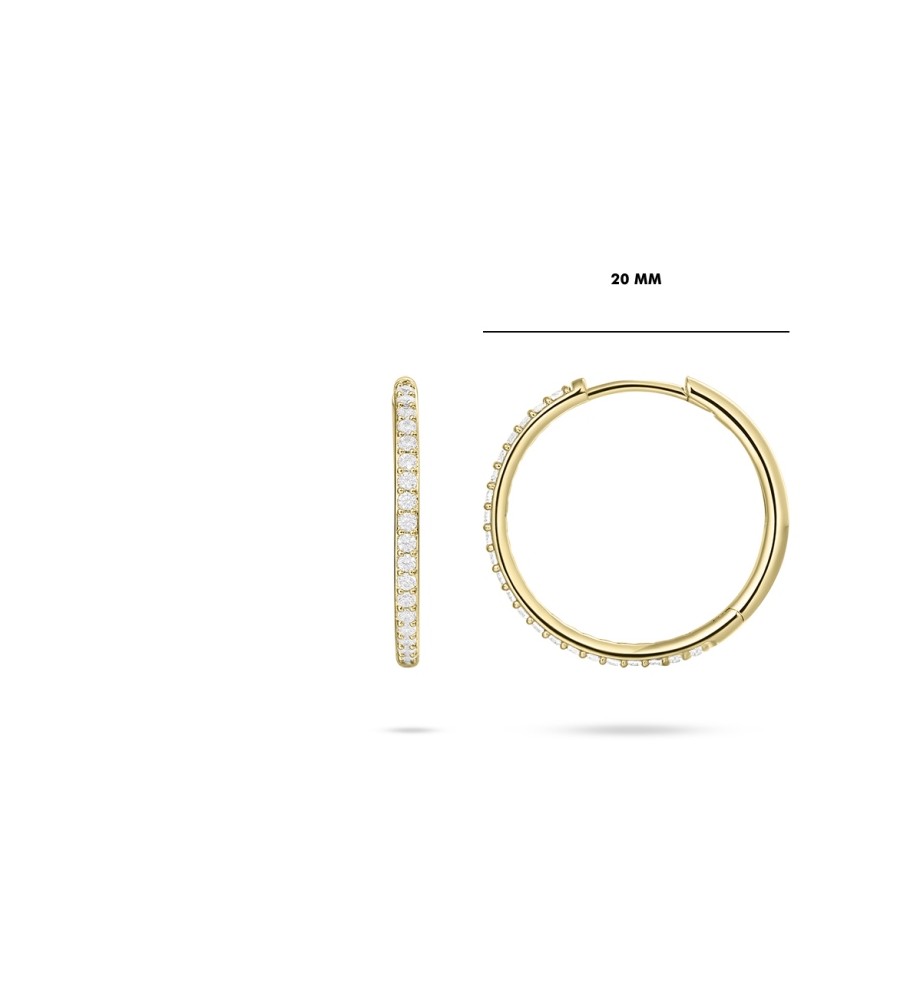 Gouden klapcreolen met zirkonia 10-30 mm