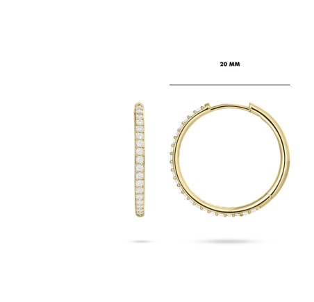 Gouden klapcreolen met zirkonia 10-30 mm