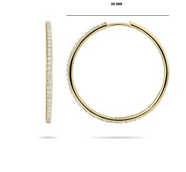 Gouden klapcreolen met zirkonia 10-30 mm