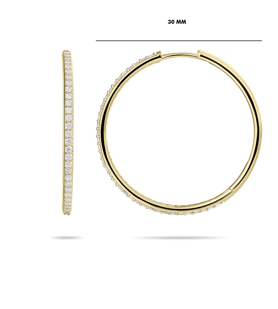 Gouden klapcreolen met zirkonia 10-30 mm