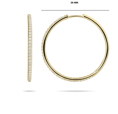 Gouden klapcreolen met zirkonia 10-30 mm