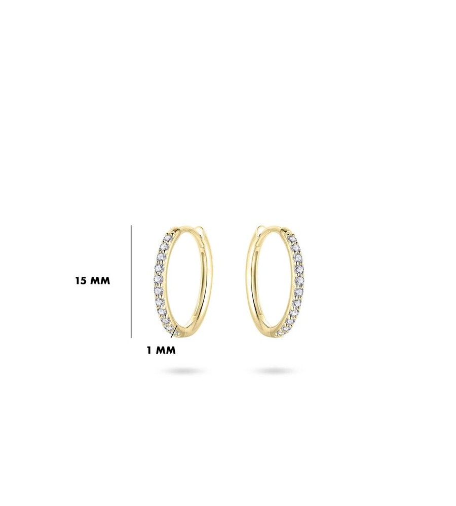 Gouden klapcreolen met zirkonia 10-30 mm