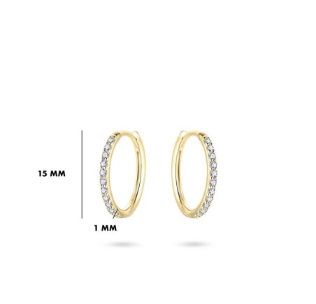 Gouden klapcreolen met zirkonia 10-30 mm