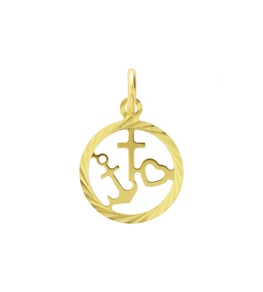 Gouden hanger geloof, hoop en liefde in rand