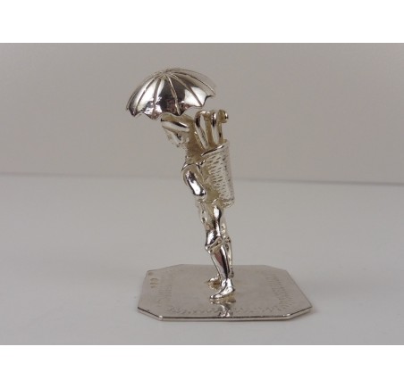 Zilveren miniatuur Parapluverkoper