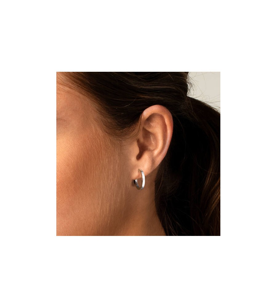 Zilveren klapcreolen glad vlak massief