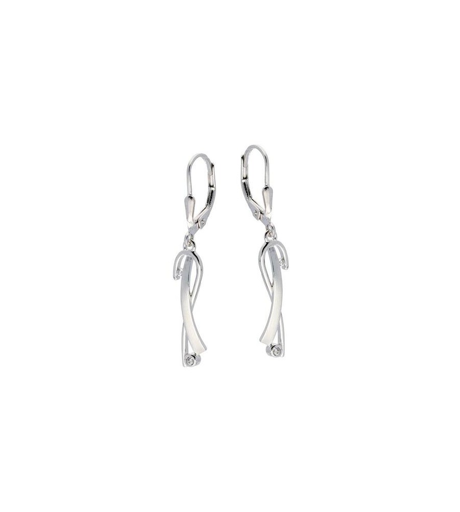 Zilveren oorhangers mat/glanzend met zirkonia