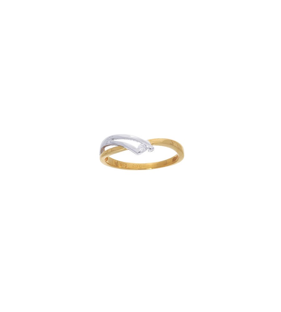 Gouden bi-color fantasie ring met diamant