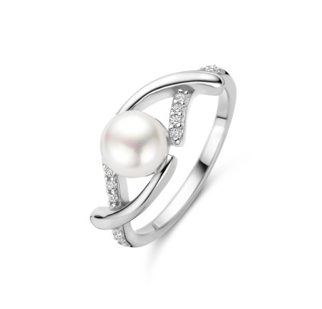 Rosa di Luca zilveren ring met zirkonia en parel 629.009