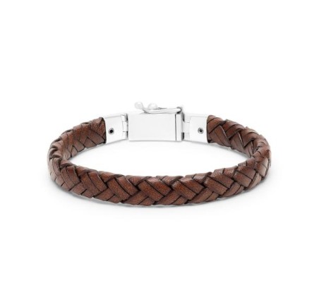 Silk leren armband met zilveren sluiting 761BRN