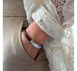 Silk leren armband met zilveren sluiting 761BRN Silk leren armband met zilveren sluiting 761BRN