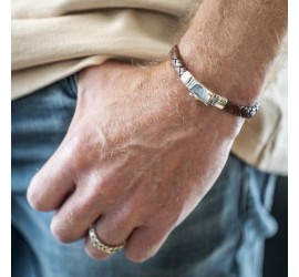 Silk leren armband met zilveren sluiting 761BRN Silk leren armband met zilveren sluiting 761BRN