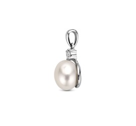 Zilveren hanger met parel en zirkonia