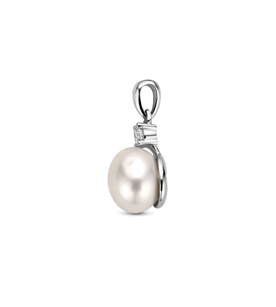 Zilveren hanger met parel en zirkonia