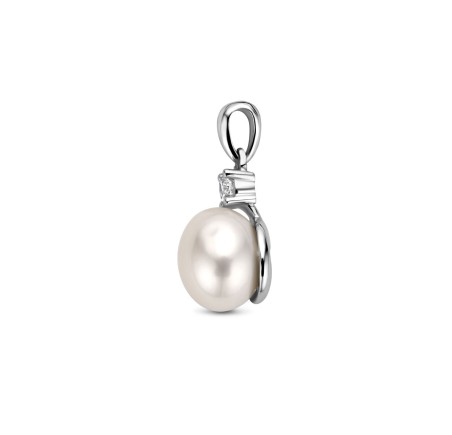 Zilveren hanger met parel en zirkonia