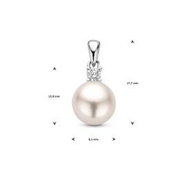 Zilveren hanger met parel en zirkonia