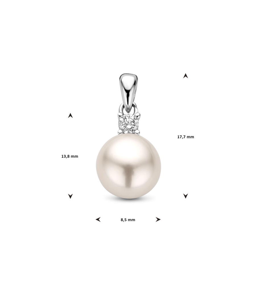 Zilveren hanger met parel en zirkonia