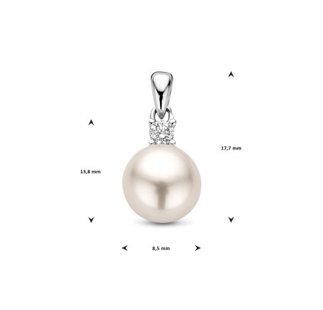 Zilveren hanger met parel en zirkonia