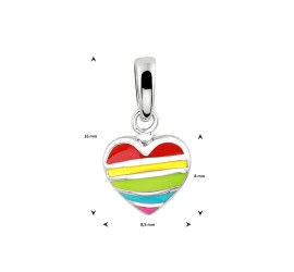 Zilveren hanger hart regenboog