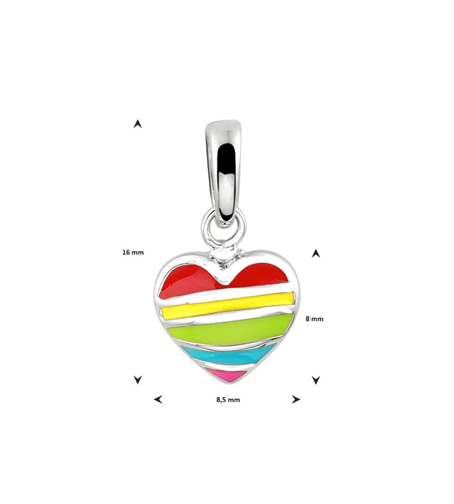 Zilveren hanger hart regenboog