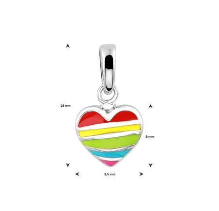 Zilveren hanger hart regenboog