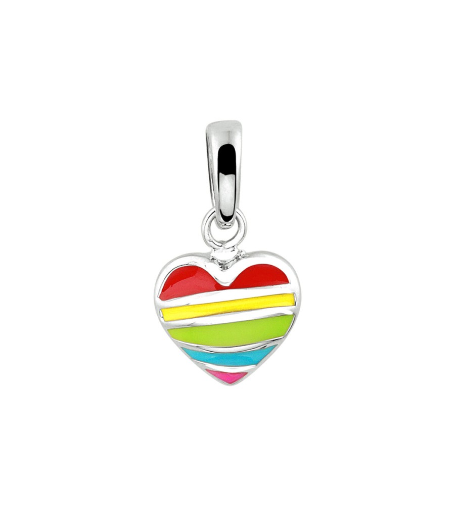 Zilveren hanger hart regenboog