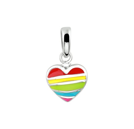Zilveren hanger hart regenboog