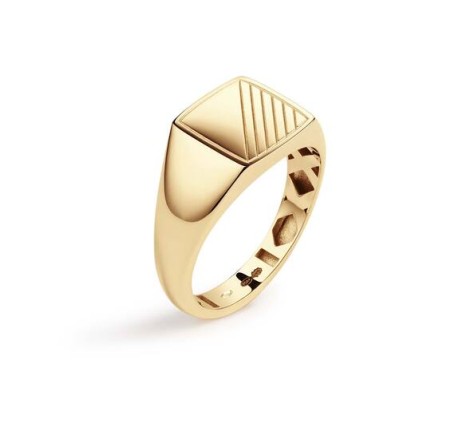 Gouden herenring vierkant streep
