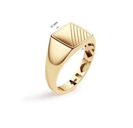 Gouden herenring vierkant streep